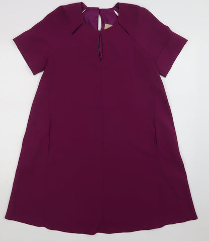 Phase Eight Womens Purple  Polyester A-Line  Size 10  Round Neck Button