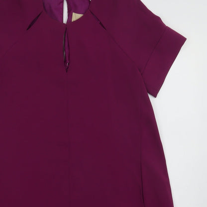 Phase Eight Womens Purple  Polyester A-Line  Size 10  Round Neck Button