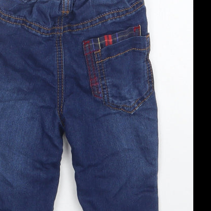 Nutmeg Baby Blue  Cotton Jogger Trousers Size 6-9 Months  Snap