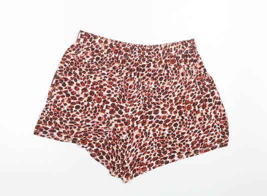 George Womens Red Animal Print Viscose Bermuda Shorts Size 14 L4 in Regular