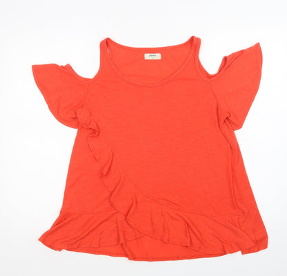 Womens UK Size 12 Papaya Red Basic Blouse