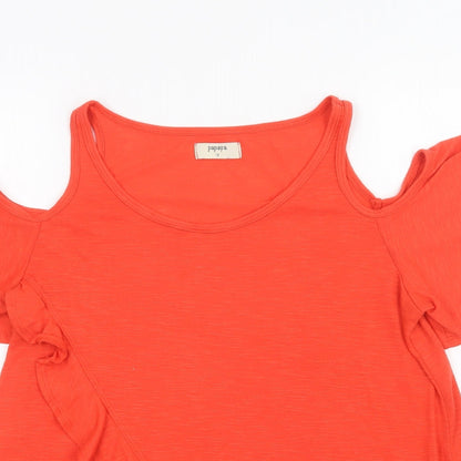Womens UK Size 12 Papaya Red Basic Blouse