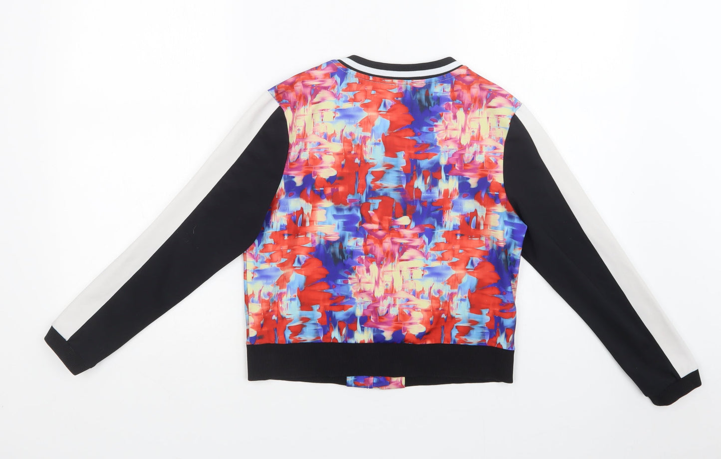 River Island Girls Multicoloured Geometric Polyester Full Zip Sweatshirt Size 9-10 Years  Zip