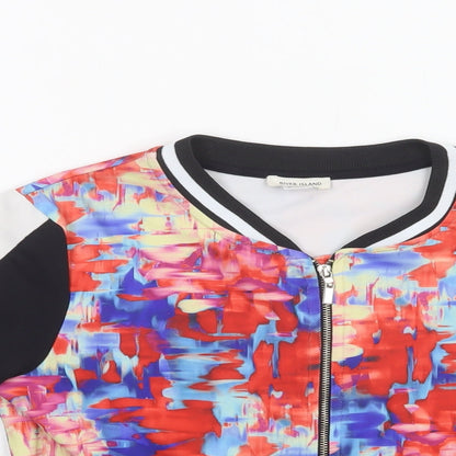 River Island Girls Multicoloured Geometric Polyester Full Zip Sweatshirt Size 9-10 Years  Zip