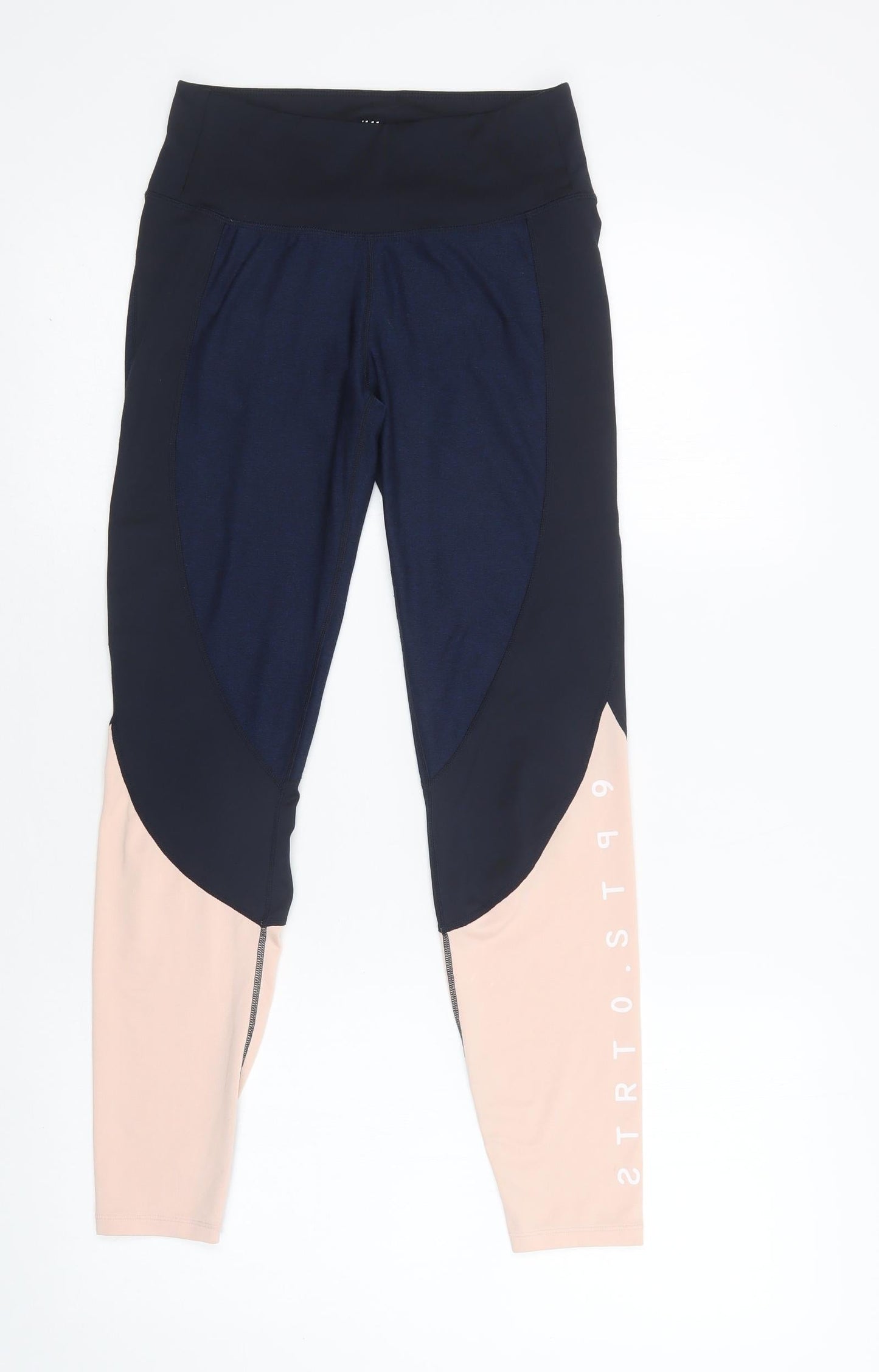 H&M Womens Blue Colourblock Polyester Compression Leggings Size S L29 in Regular