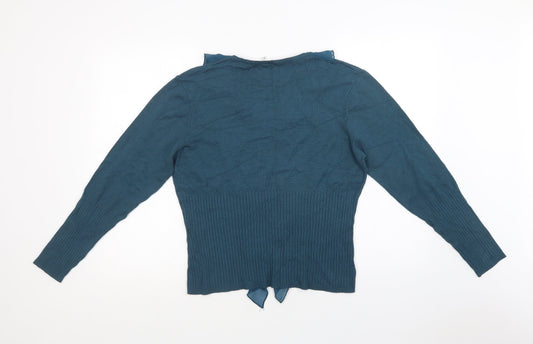 Klass Womens Green V-Neck  Viscose Pullover Jumper Size XL