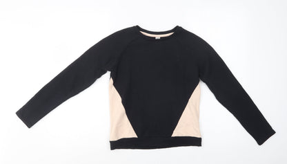 TU Girls Black Colourblock Cotton Pullover Sweatshirt Size 11 Years