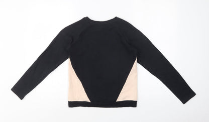 TU Girls Black Colourblock Cotton Pullover Sweatshirt Size 11 Years