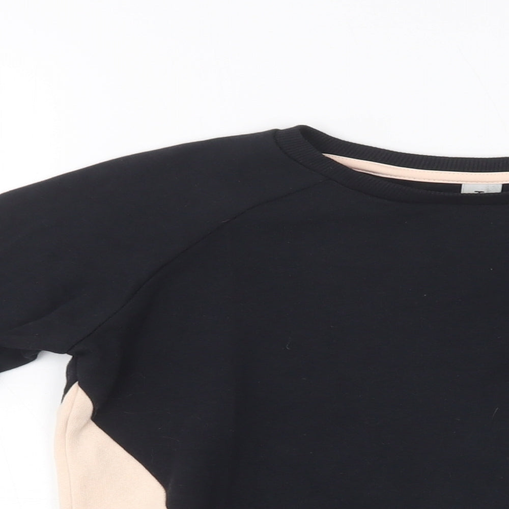 TU Girls Black Colourblock Cotton Pullover Sweatshirt Size 11 Years