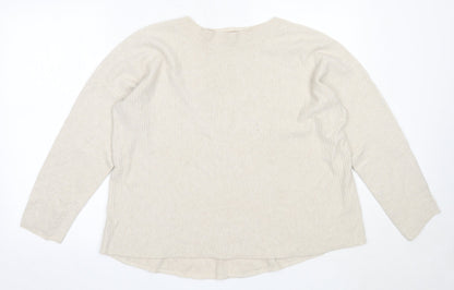 E-Woman Womens Beige Round Neck  Viscose Pullover Jumper Size M
