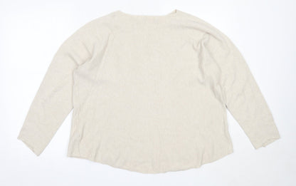 E-Woman Womens Beige Round Neck  Viscose Pullover Jumper Size M