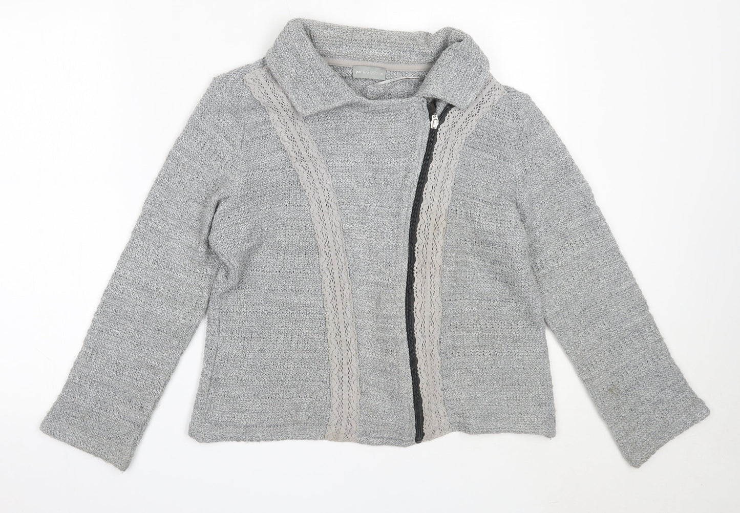 Womens UK Size M Per Una Grey Full Zip Jumper
