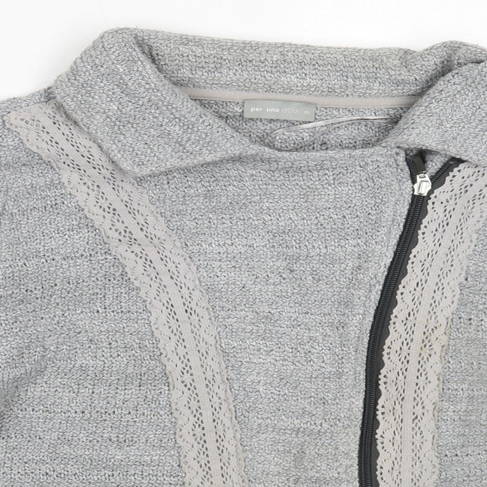 Womens UK Size M Per Una Grey Full Zip Jumper