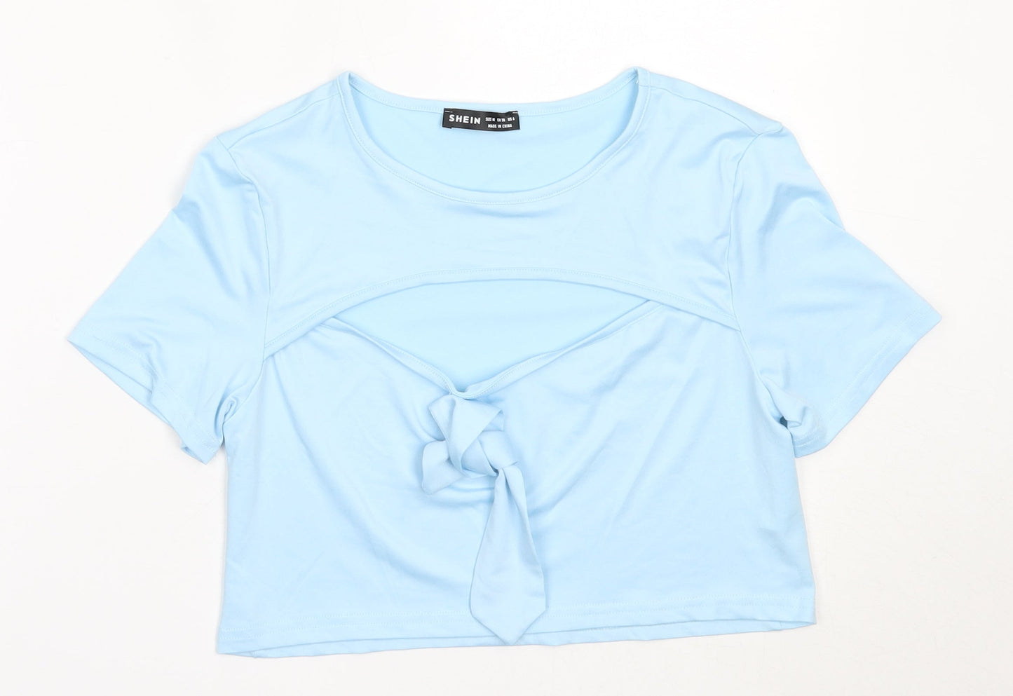 SheIn Womens Blue  Polyester Basic T-Shirt Size M Round Neck