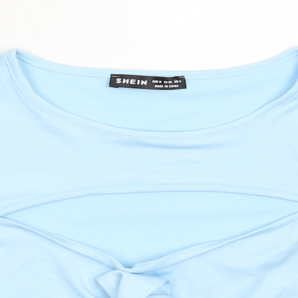 SheIn Womens Blue  Polyester Basic T-Shirt Size M Round Neck