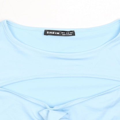 SheIn Womens Blue  Polyester Basic T-Shirt Size M Round Neck