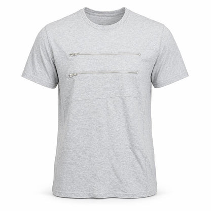 Front view of Boohoo men’s grey cotton t-shirt, size L, round neck