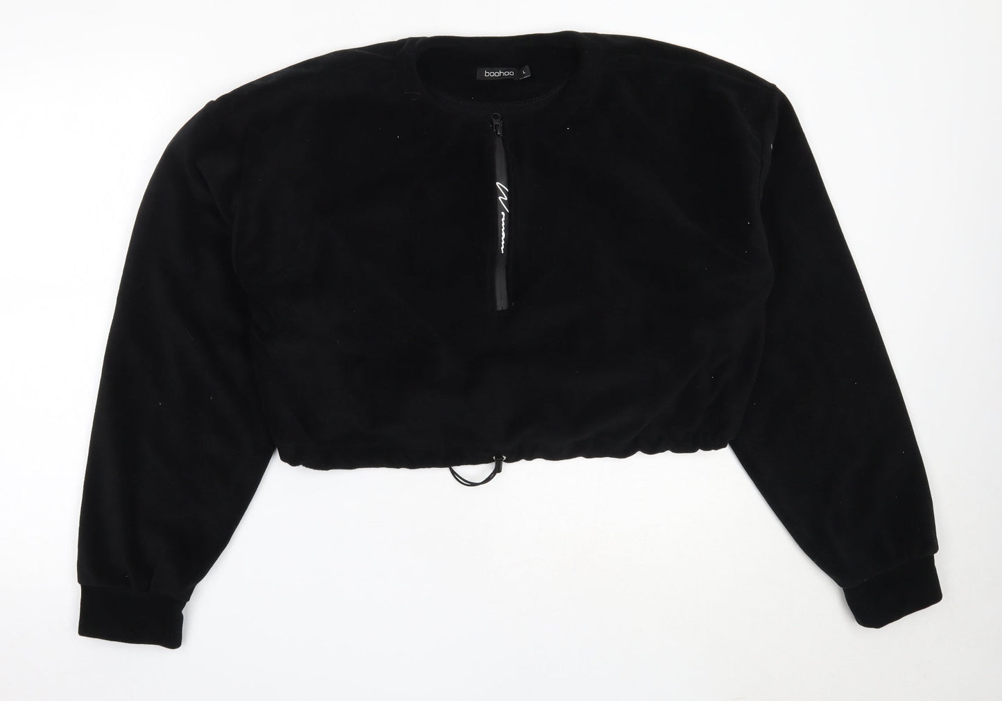 Boohoo Womens Black  Polyester Henley Sweatshirt Size M