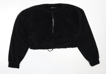 Boohoo Womens Black  Polyester Henley Sweatshirt Size M