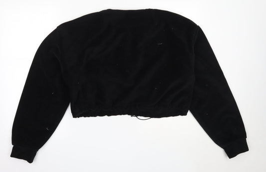 Boohoo Womens Black  Polyester Henley Sweatshirt Size M