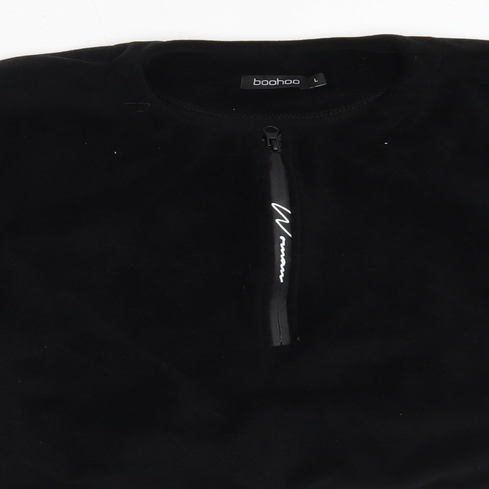 Boohoo Womens Black  Polyester Henley Sweatshirt Size M
