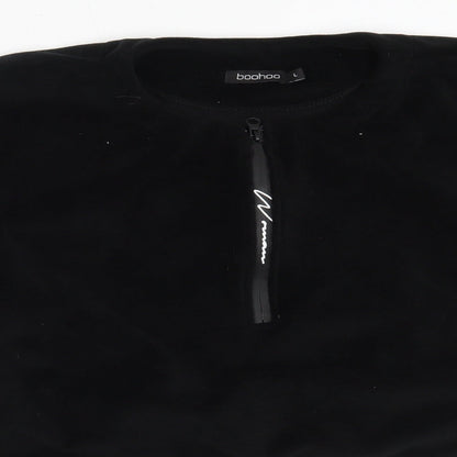 Boohoo Womens Black  Polyester Henley Sweatshirt Size M