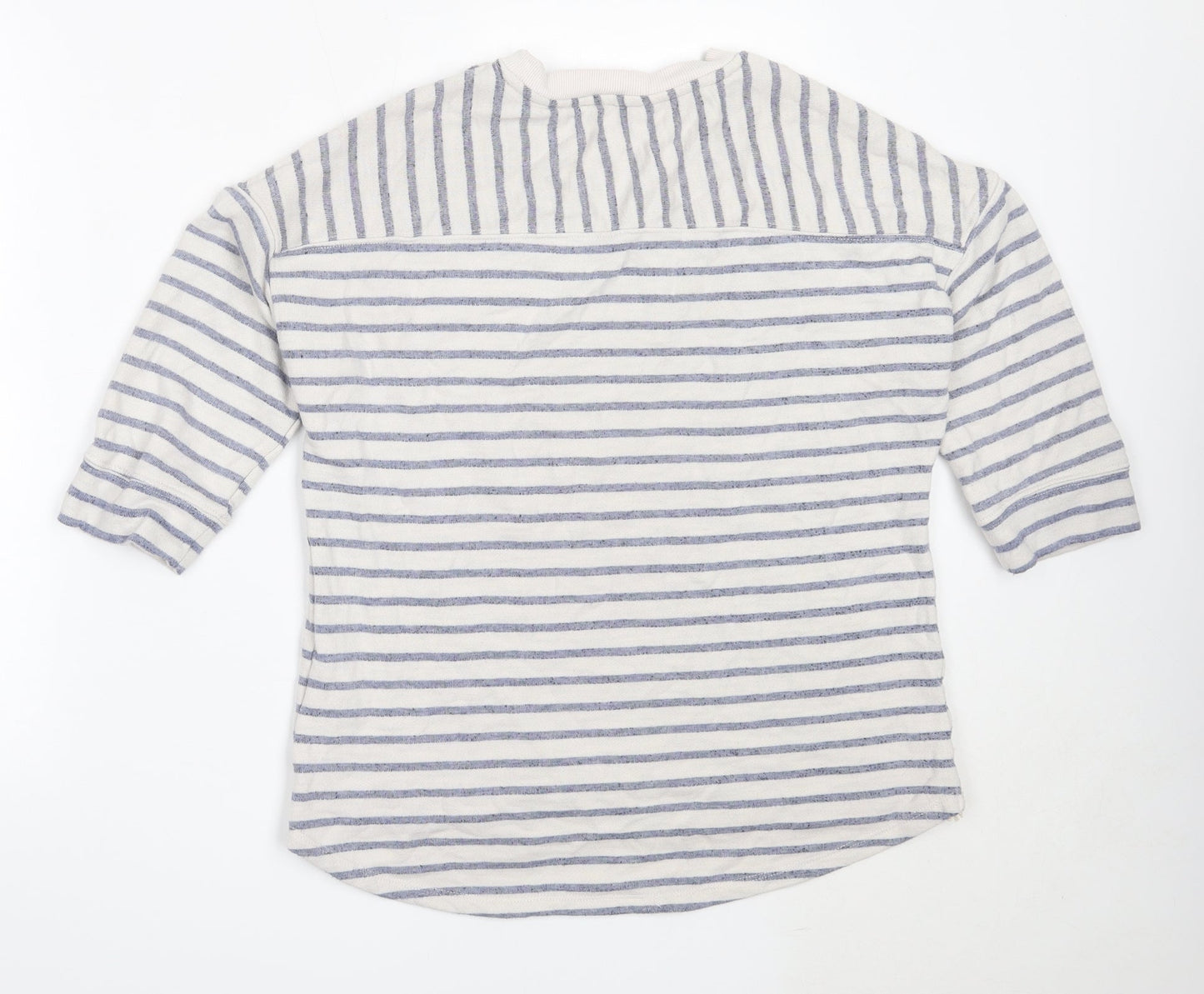 George Womens Ivory Round Neck Striped Polyester Pullover Jumper Size 14