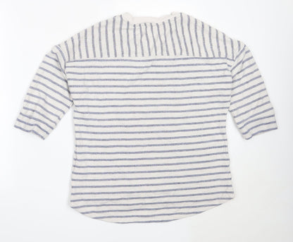 George Womens Ivory Round Neck Striped Polyester Pullover Jumper Size 14