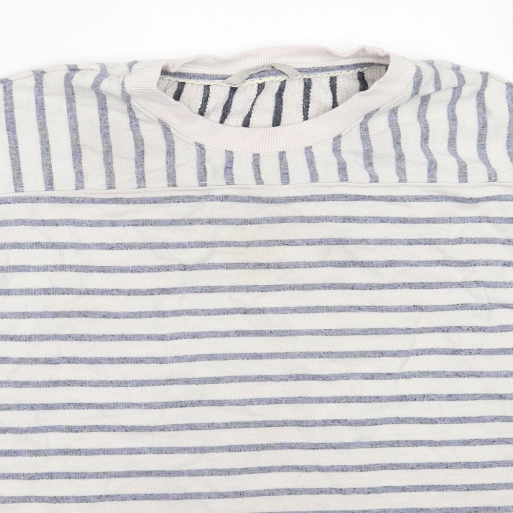 George Womens Ivory Round Neck Striped Polyester Pullover Jumper Size 14