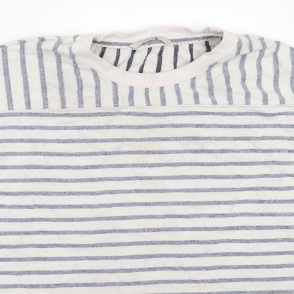 George Womens Ivory Round Neck Striped Polyester Pullover Jumper Size 14