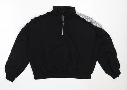 SheIn Womens Black  Polyester Henley Sweatshirt Size L