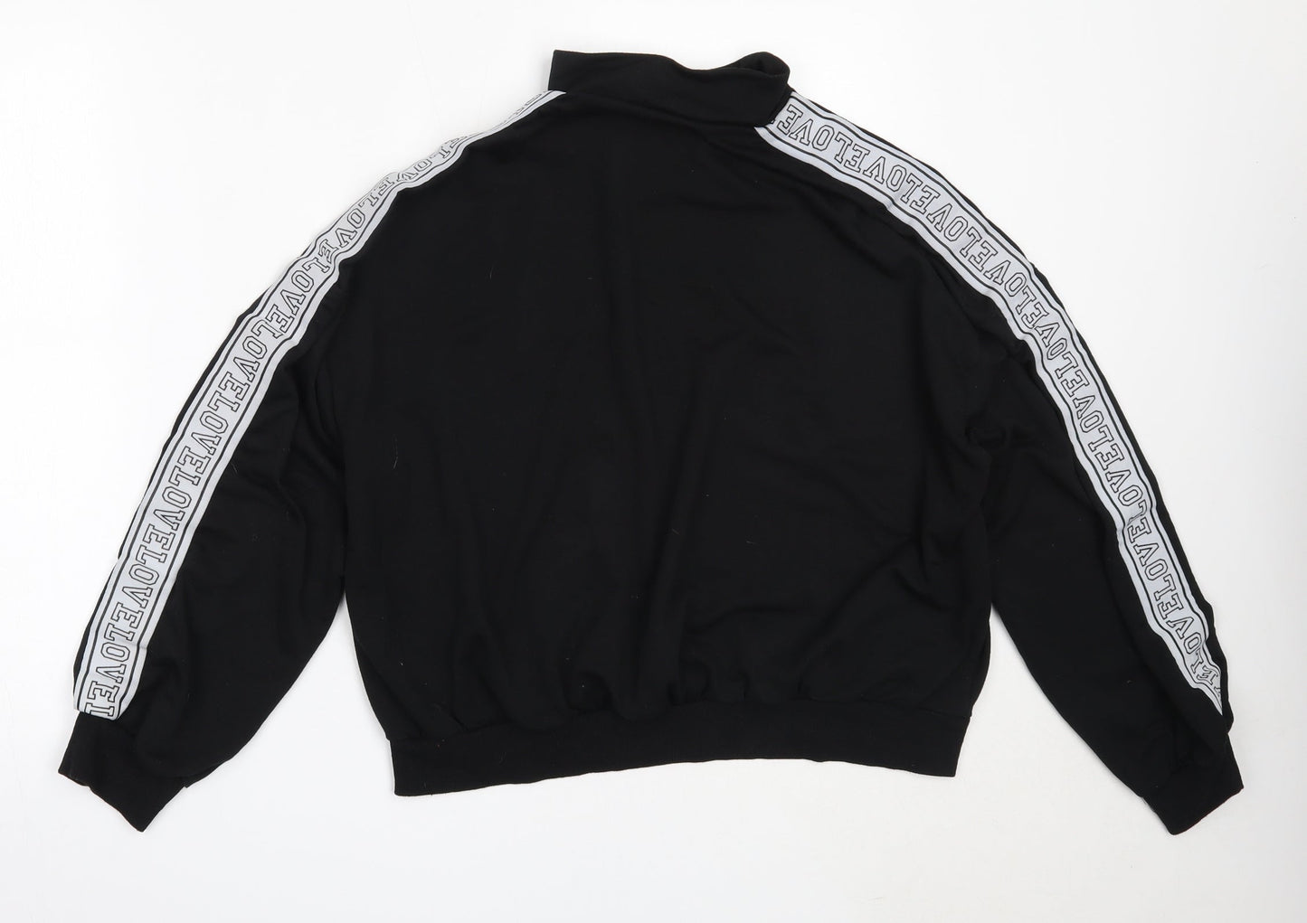 SheIn Womens Black  Polyester Henley Sweatshirt Size L