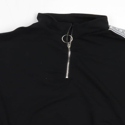 SheIn Womens Black  Polyester Henley Sweatshirt Size L
