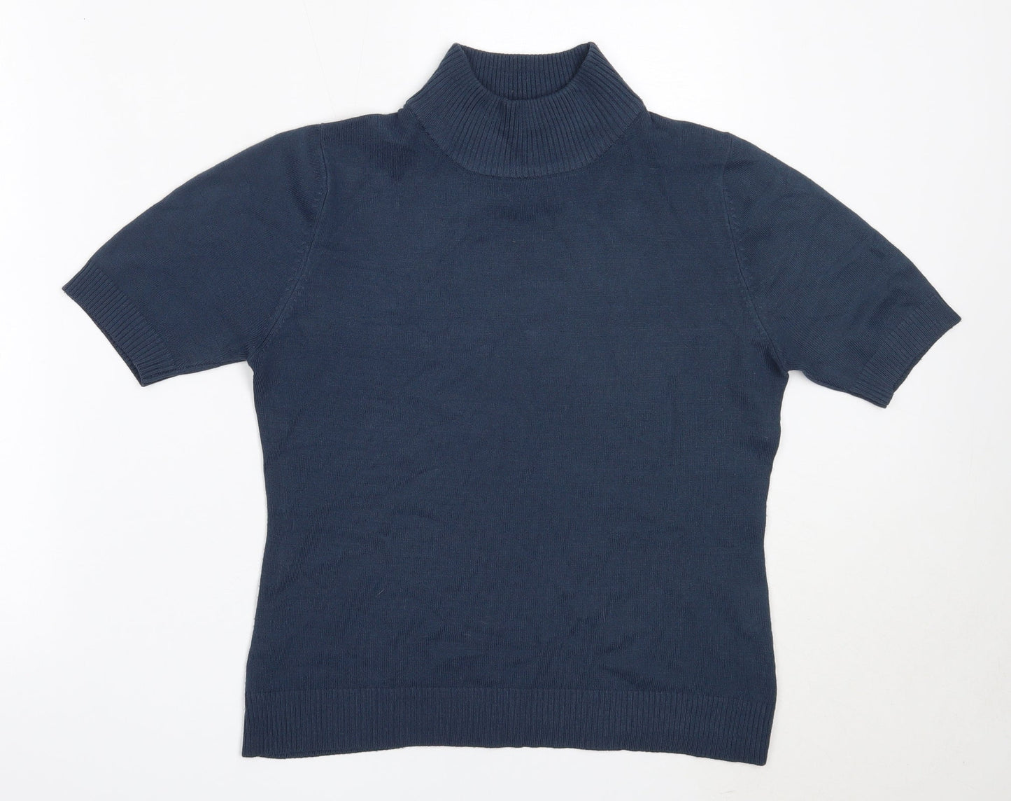 Katie Smith Womens Blue High Neck  Acrylic Pullover Jumper Size L
