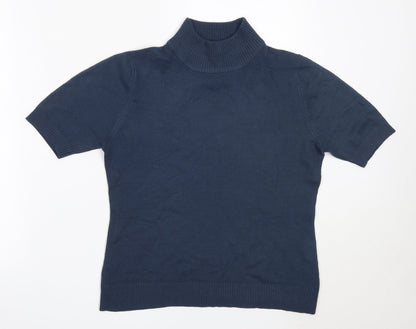 Katie Smith Womens Blue High Neck  Acrylic Pullover Jumper Size L