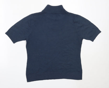 Katie Smith Womens Blue High Neck  Acrylic Pullover Jumper Size L