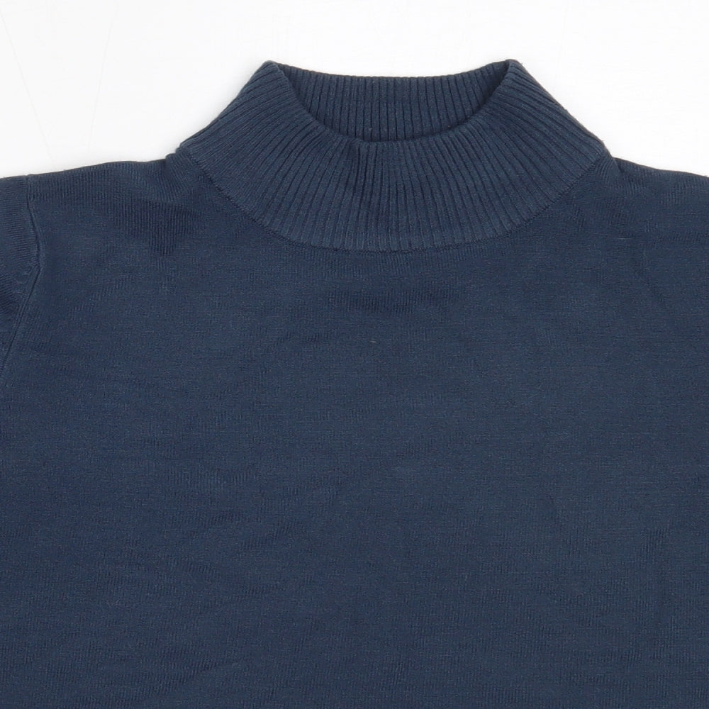 Katie Smith Womens Blue High Neck  Acrylic Pullover Jumper Size L