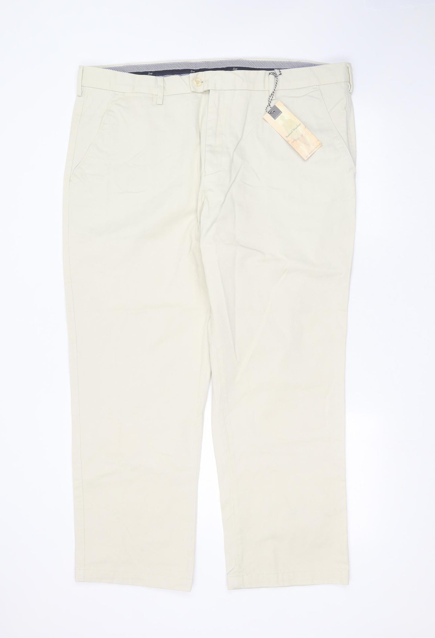 Samuel Windsor Womens Beige  Cotton Chino Trousers Size 42 in L29 in Regular Zip