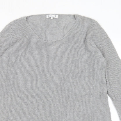 Society 8 Womens Grey Round Neck  Polyester Pullover Jumper Size 14   - lace hem