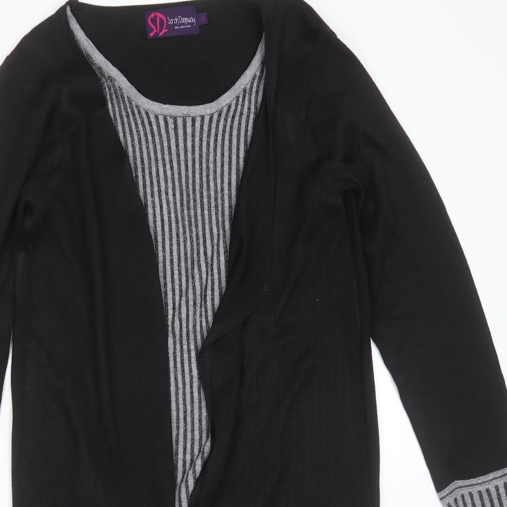 Womens UK Size L Sarah Dunnway Black Cardigan Jumper