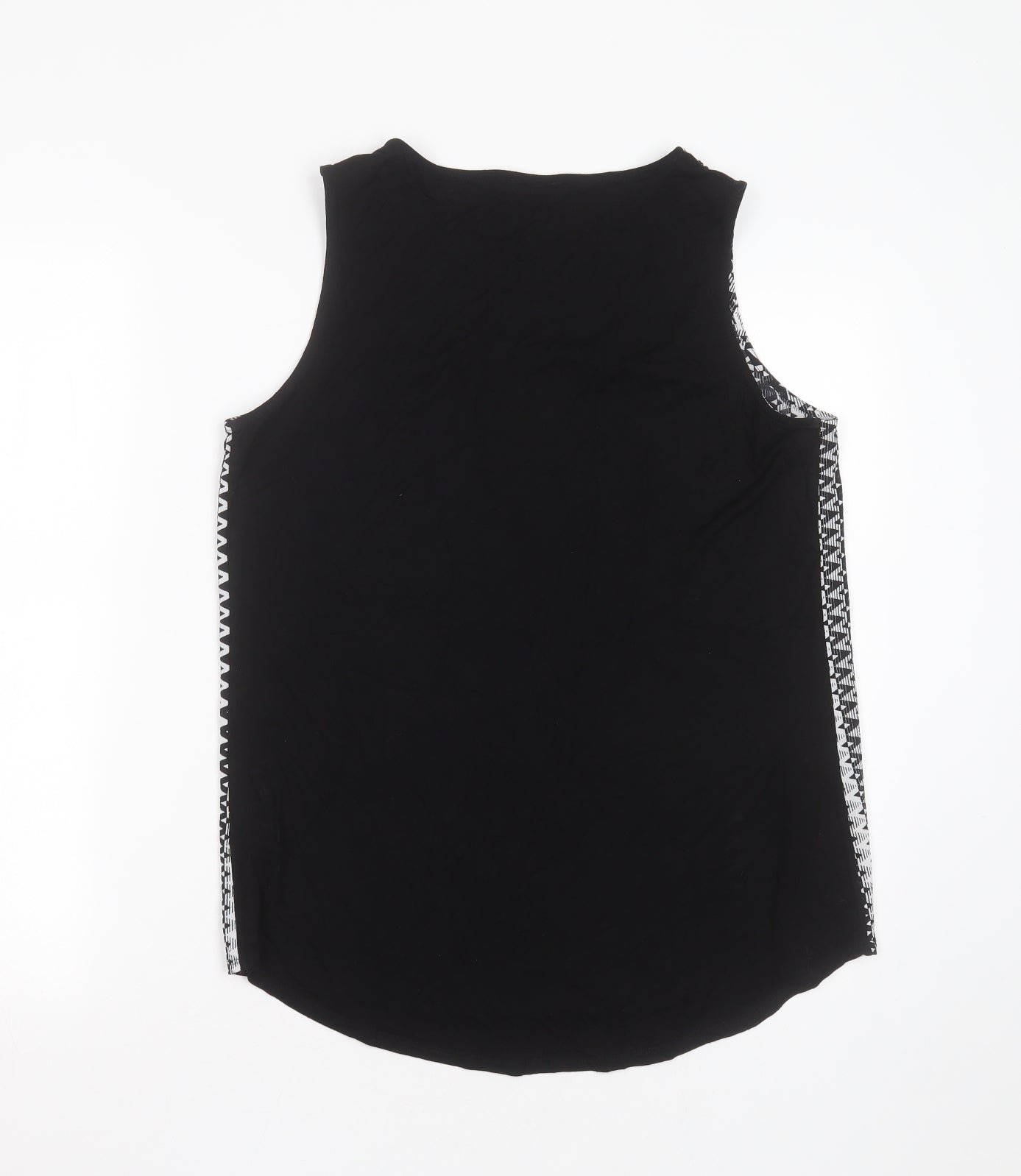 Papaya Womens Black Geometric Polyester Basic Blouse Size 12 Round Neck