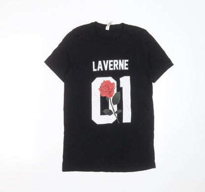 Womens UK Size S Canvas Black Basic T-Shirt