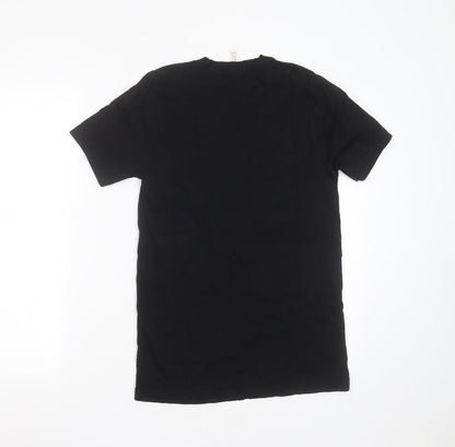 Womens UK Size S Canvas Black Basic T-Shirt