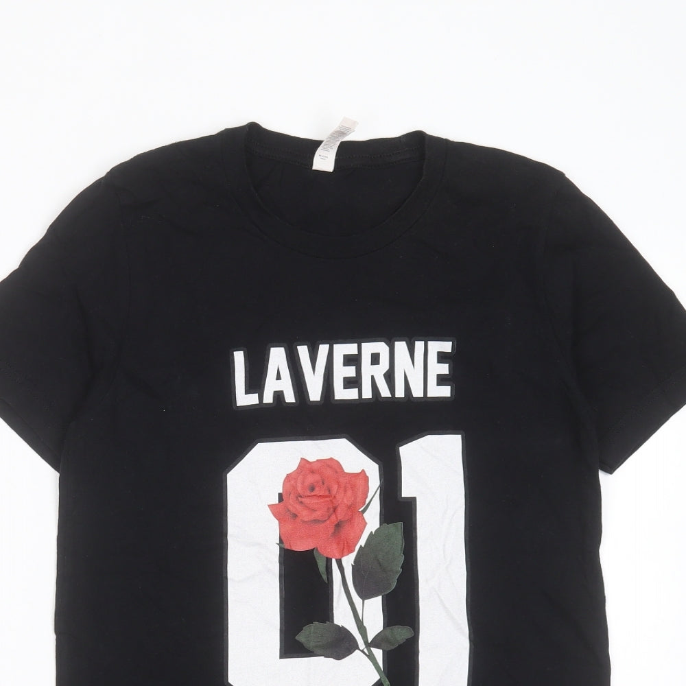 Womens UK Size S Canvas Black Basic T-Shirt