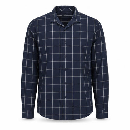 Very Mens Blue Check Cotton  Button-Up Size M Collared Button