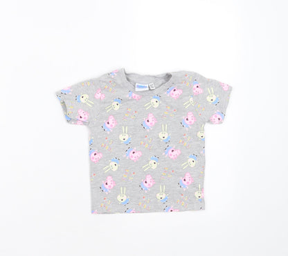 Primark Baby Grey  Cotton Basic T-Shirt Size 12-18 Months Round Neck  - peppa pig