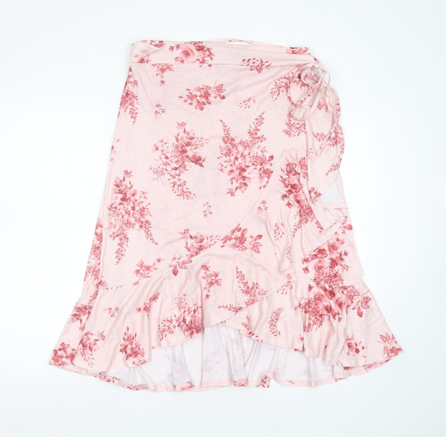 In the Style Womens Pink Floral Polyester Wrap Skirt Size 14