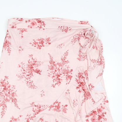 In the Style Womens Pink Floral Polyester Wrap Skirt Size 14