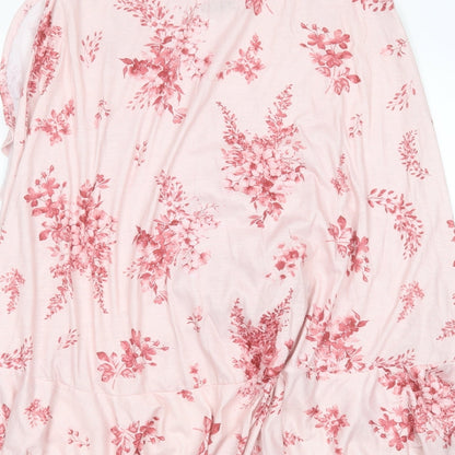 In the Style Womens Pink Floral Polyester Wrap Skirt Size 14