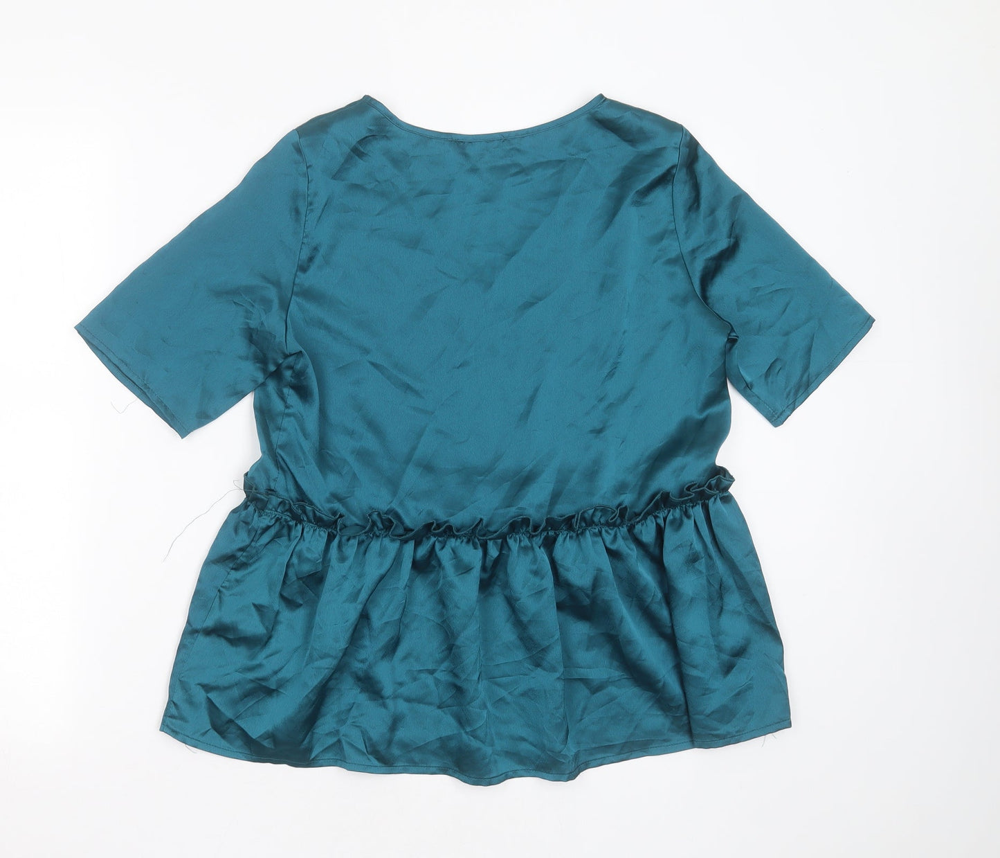 SheIn Womens Green  Polyester Basic Blouse Size XS V-Neck